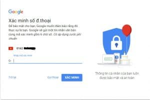 Quá trình xác nhận khi tạo gmail trong Google Ads