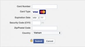 cách add thẻ visa vào facebook