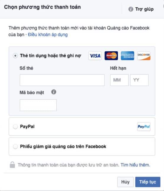 cách add thẻ visa vào facebook business