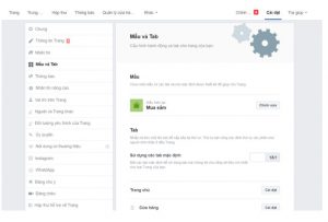 Thiết lập các chức năng trên thanh menu trên page Facebook