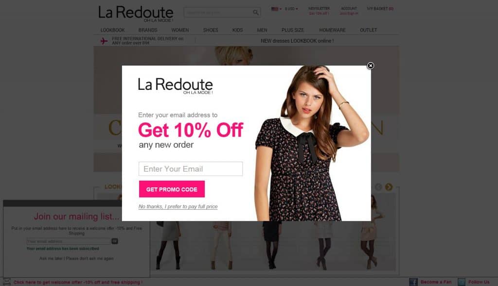 Website popup